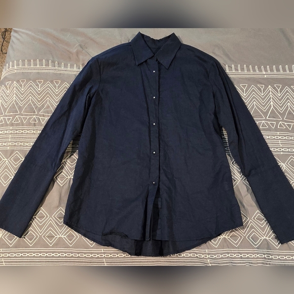 Misha Nonoo The Husband Shirt In Navy Size Small - Picture 1 of 11